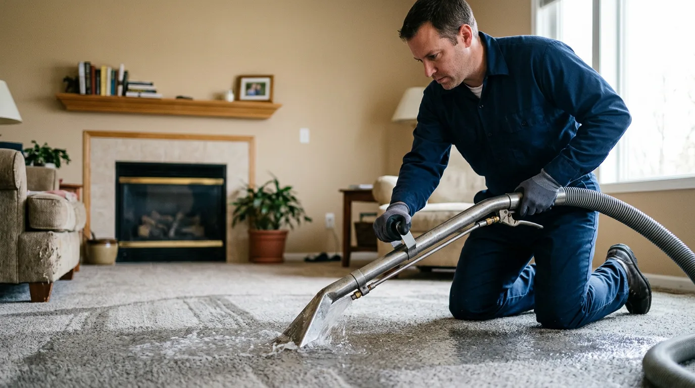 Water damage restoration technician working near Dennison, OH